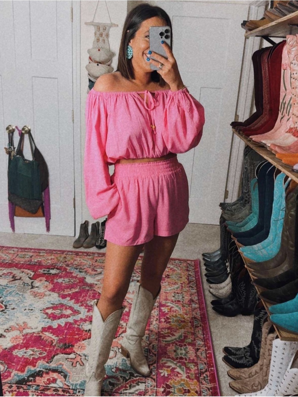 Pink Off-Shoulder Two-Piece Set from VICI brand new